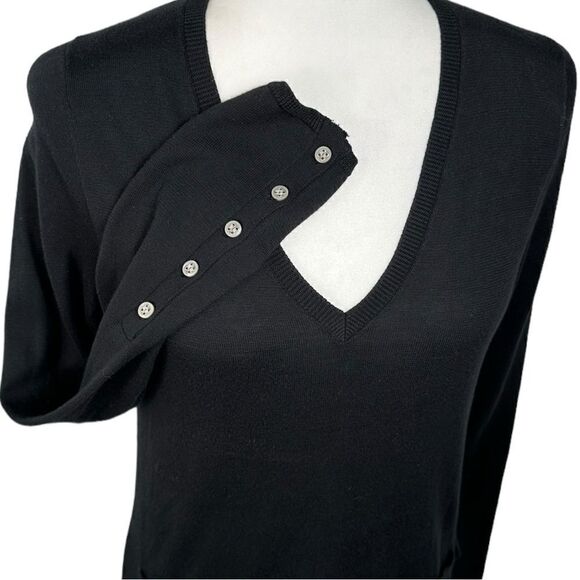 Lacoste Women’s Black V Neck Long Sleeve Knit Sweater - Picture 5 of 9